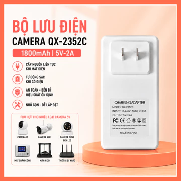Bộ Lưu Điện Camera APOWER QX-2352C 1800mAh – UPS Camera 5V - 2A – Tự Động Sạc – Lưu Điện 4–5 Giờ