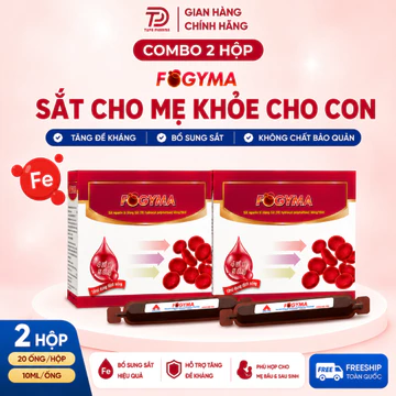 Combo 2 Hộp Sắt Nước Fogyma Bổ Sung Sắt Cho Mẹ Bầu, Sau Sinh, Trẻ Em | Sắt Hữu Cơ Dễ Uống