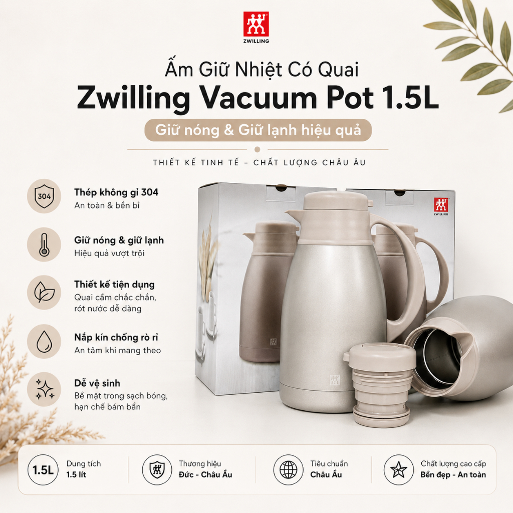 Ấm Giữ Nhiệt Có Quai Zwilling Vacuum Pot 1.5L