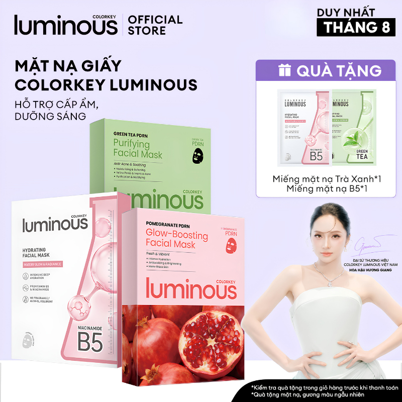 1 Hộp Mặt Nạ Giấy COLORKEY LUMINOUS Hỗ Trợ Cấp Ẩm PHIÊN BẢN NÂNG CẤP MỚI 10 miếng/hộp