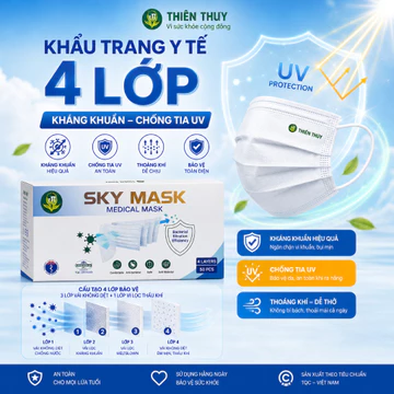 Khẩu trang y tế 4 lớp Thiên Thủy chính hãng, công nghệ mới, khẩu trang 4 lớp, kháng khuẩn chống bụi mịn