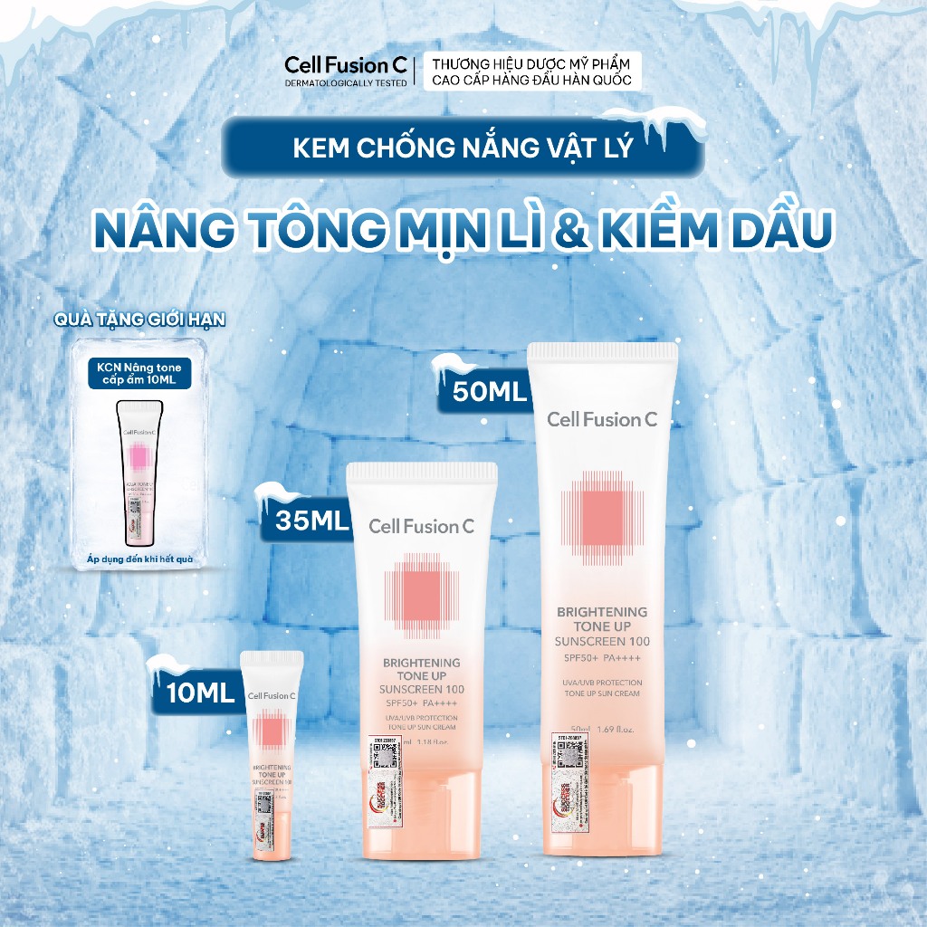 Kem Chống Nắng Nâng Tone Hỗ Trợ Kiềm Dầu Cell Fusion C Brightening Tone Up Sunscreen 100 SPF50+ PA++++