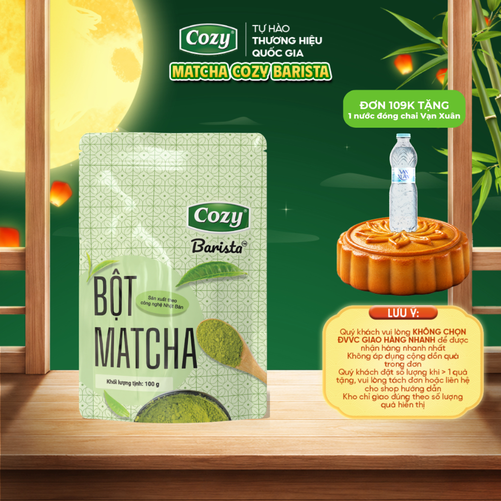 Bột Matcha Cozy, Bột Trà Xanh 100gr Pha Latte Trà Sữa, Matcha Làm Bánh Kẹo Nougat