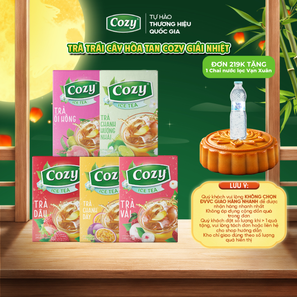 [KOLs] Combo 5 hộp Trà hoà tan Cozy trà trái cây nhiều vị thơm ngon giải nhiệt từ lá trà tươi