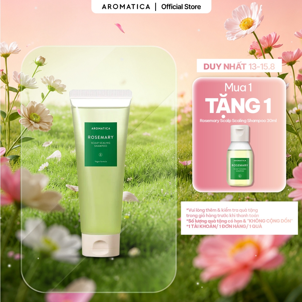 Dầu Gội Ngăn Rụng Tóc AROMATICA Rosemary Scalp Scaling Shampoo 180ml