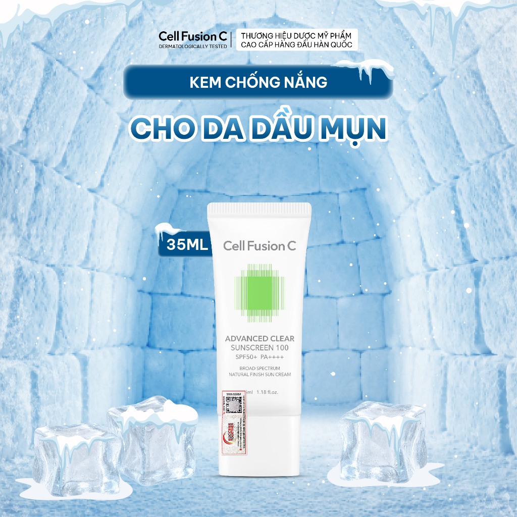 Kem Chống Nắng Phổ Rộng Cho Da Dầu Mụn Cell Fusion C Advanced Clear Sunscreen 100 SPF50+ PA++++