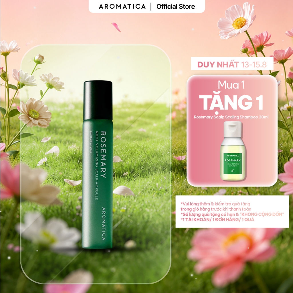 Tinh Chất Dưỡng Da Đầu Giúp Giảm Rụng Tóc AROMATICA Rosemary Root Volumizing Scalp Ampoule 20ml