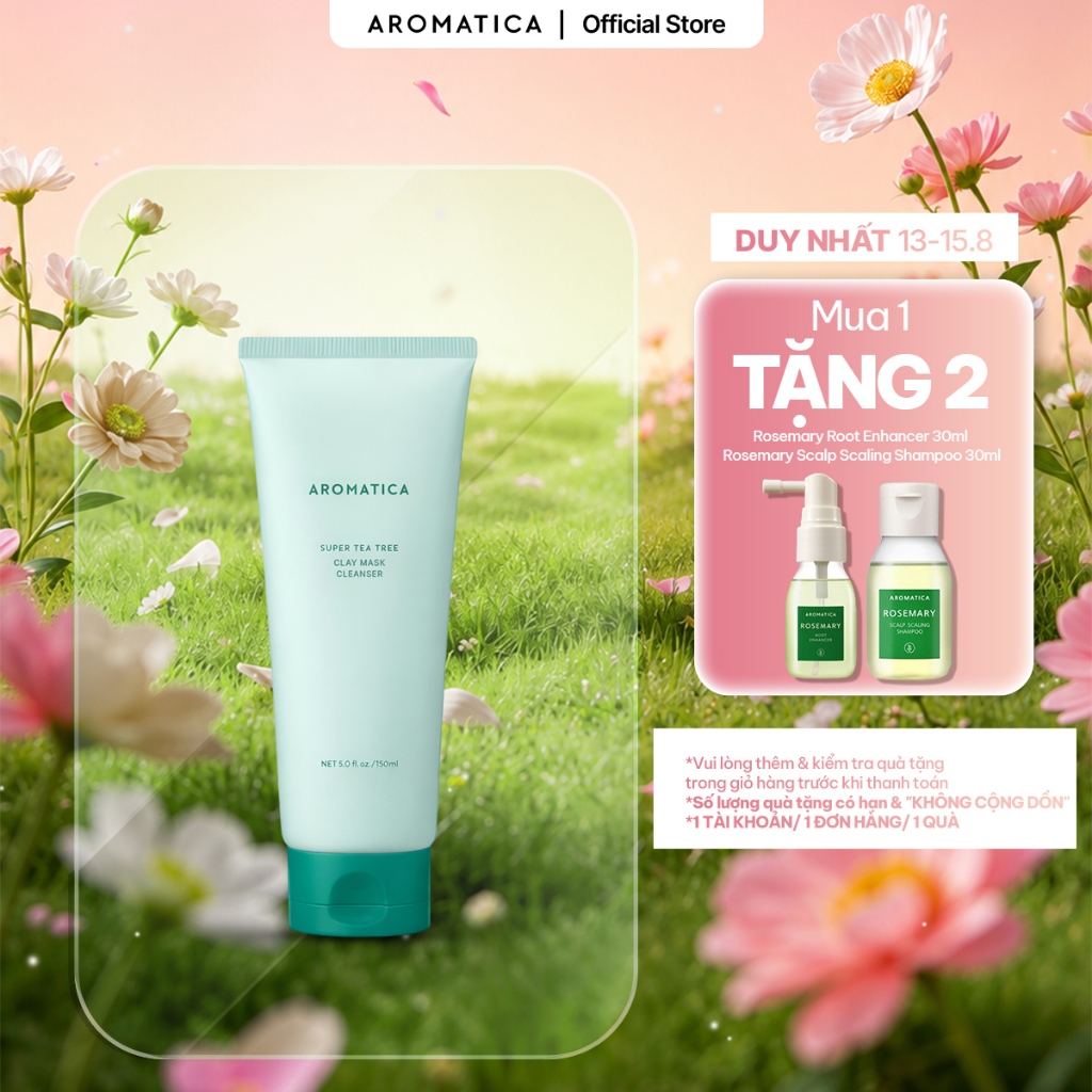 Sữa Rửa Mặt 2in1 Với Kết Cấu Kem Mịn Aromatica Super Tea Tree Clay Mask Cleanser 150ml