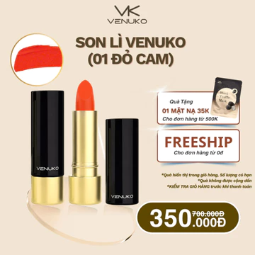 [Son lì] Son môi Venuko V01 Đỏ Cam – Màu Cam Đỏ Tươi Tắn, Tôn Da, Có Dưỡng 3.5g _ Hàn Quốc