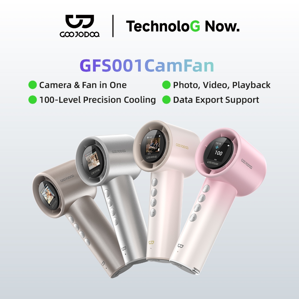 Quạt cầm tay 2 Trong 1 GOOJODOQ, 100 Tốc Độ Gió, 16MP Ảnh & 1080p Video,Pin 3000mAh,Gọn Nhẹ Cho Vlog