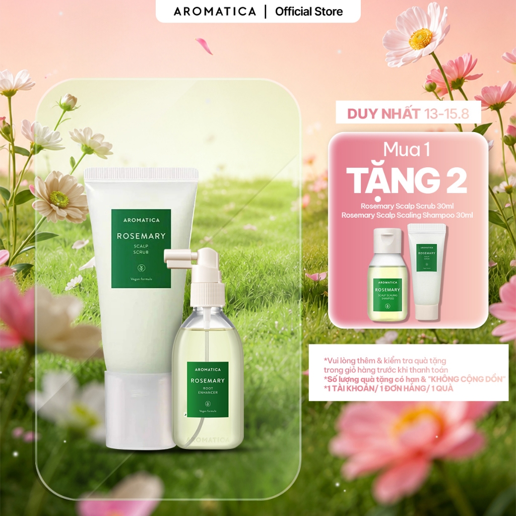 Tẩy Tế Bào Chết 165g + Xịt Dưỡng Chân Tóc 100ml Hỗ Trợ Ngăn Rụng Tóc Aromatica Rosemary