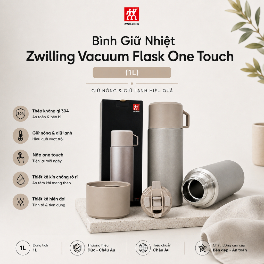Bình Giữ Nhiệt Cao Cấp Zwilling Vacuum Flask One Touch 1L