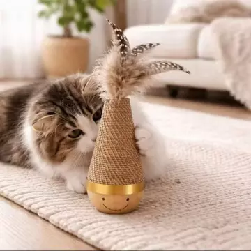 Bóng cối đồ chơi có lông vũ cho mèo Đồ chơi tinh tế Đồ chơi mèo Bóng ném nhẹ Đồ chơi tương tác thú vị