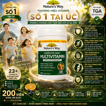 Vitamin Tổng Hợp Nature's Way Complete Daily Multivitamin Hộp 100/200 Viên - Bổ Sung 23+ Vitamin & Khoáng Chất, Đề Kháng