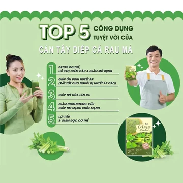 Bột Cần Tây Rau Má Mộc Tâm hỗ trợ thanh nhiệt, tốt cho sức khỏe hộp 20 gói x 3g