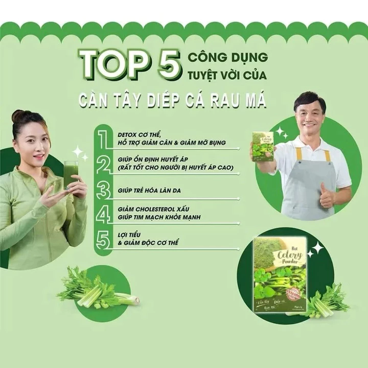 Bột Cần Tây Rau Má Mộc Tâm hỗ trợ thanh nhiệt, tốt cho sức khỏe hộp 20 gói x 3g