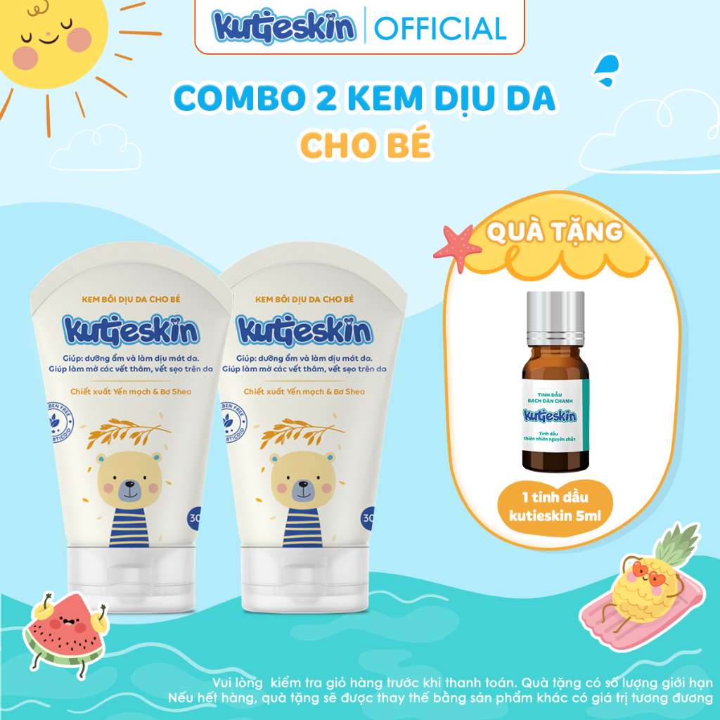 Combo 02 Kem bôi dịu da cho bé Kutieskin - 2 KDD02