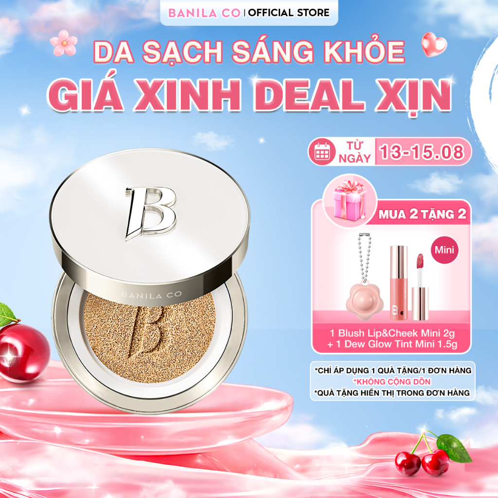 Phấn Nước BANILA CO Covericious Ultimate White Cushion SPF38 PA++ 14G che phủ tự nhiên, không gây mốc da