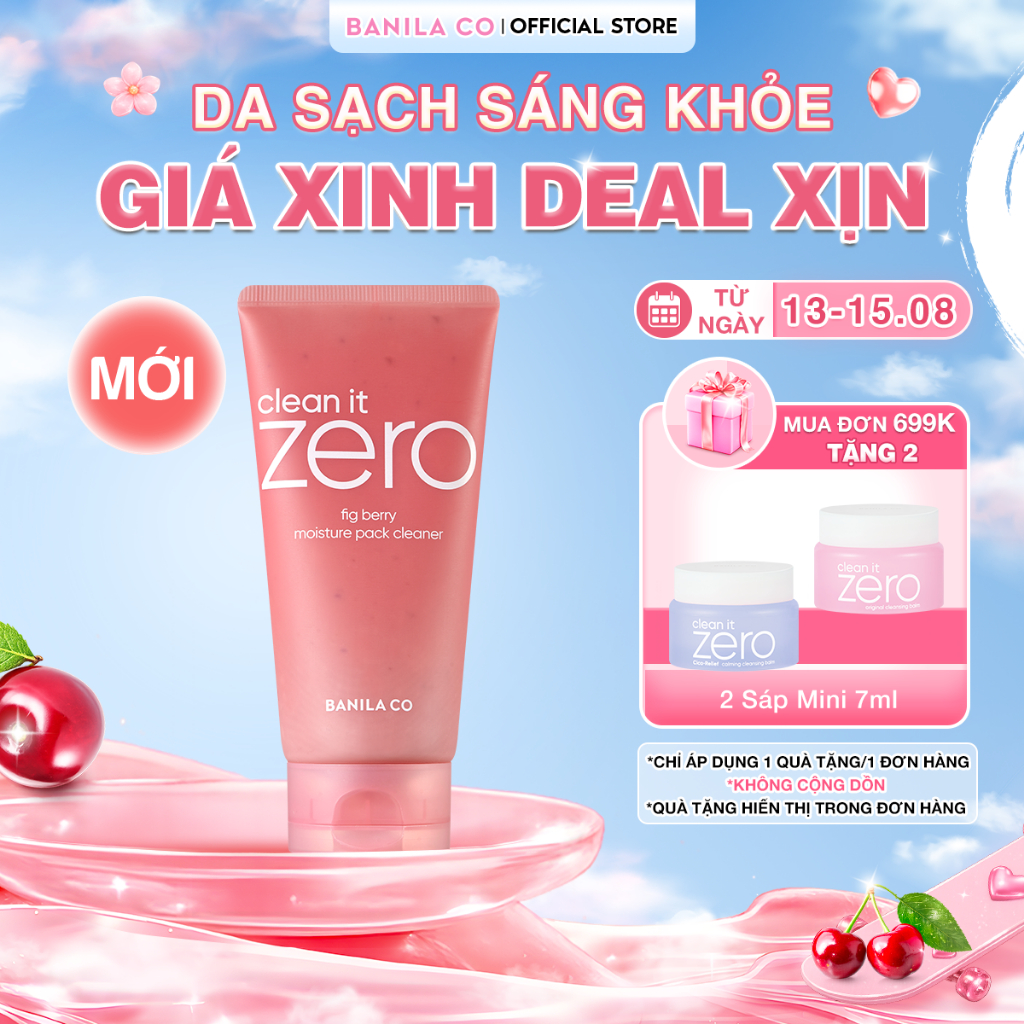 Sữa rửa mặt kiêm mặt nạ BANILA CO Clean it Zero Fig Berry Moisture Pack Cleanser 180g cấp ẩm, làm mềm và nuôi dưỡng da