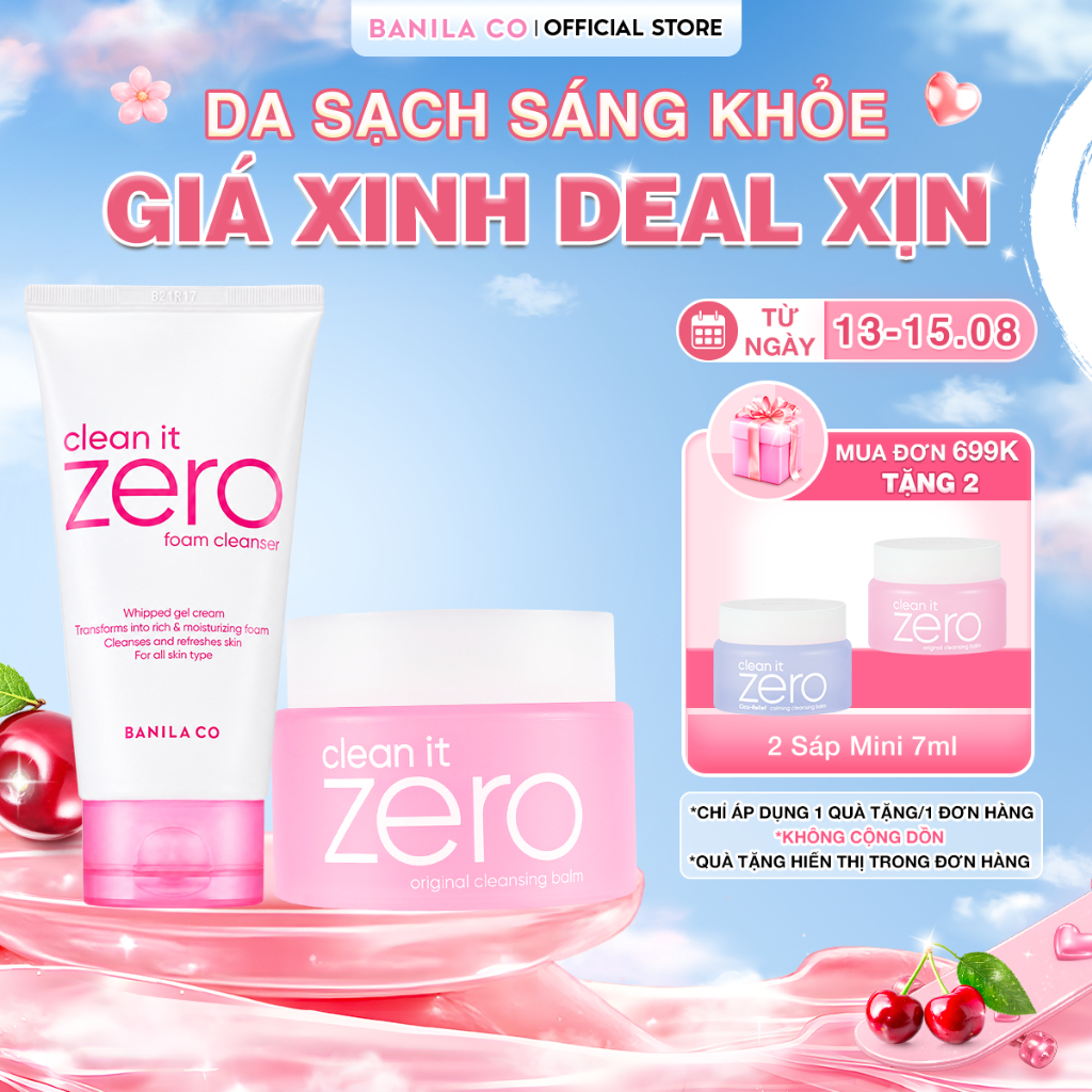 COMBO Sữa rửa mặt 150ML + Sáp tẩy trang 100ML BANILA CO O​r​i​g​i​n​a​l dành cho mọi loại da