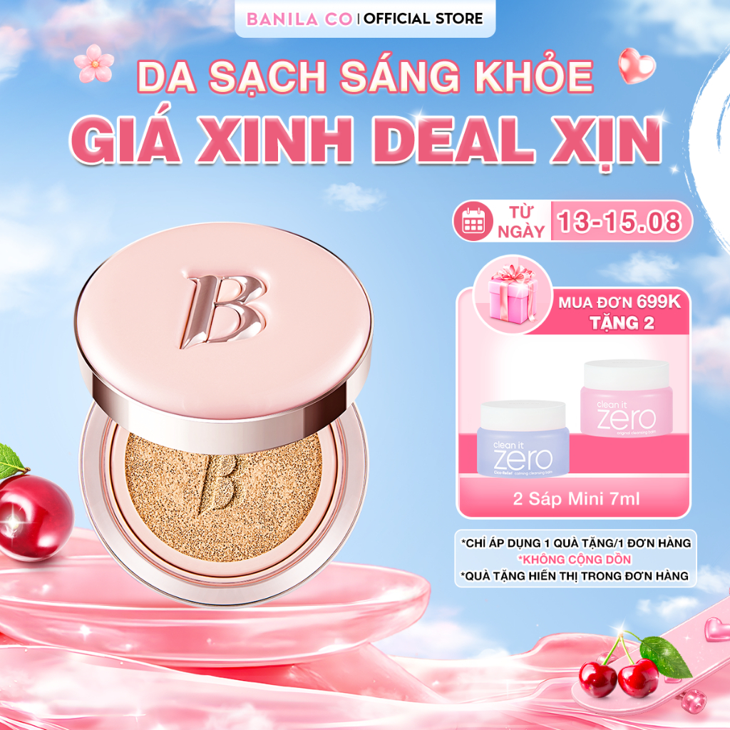 Phấn Nước Mỏng Mịn Trong Trẻo Banila Co Essence Skin Pink Cushion SPF50+ Pa+++ Cho Lớp Nền Căng Bóng 12G