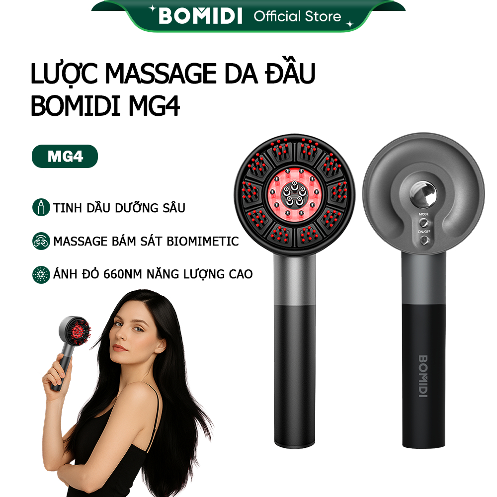 Máy Massage Đa Năng BOMIDI MG4 Tích Hợp Con Lăn Tinh Dầu - Công Nghệ EMS & Ánh Sáng Đỏ 660nm - Dưỡng Tóc Tận Gốc