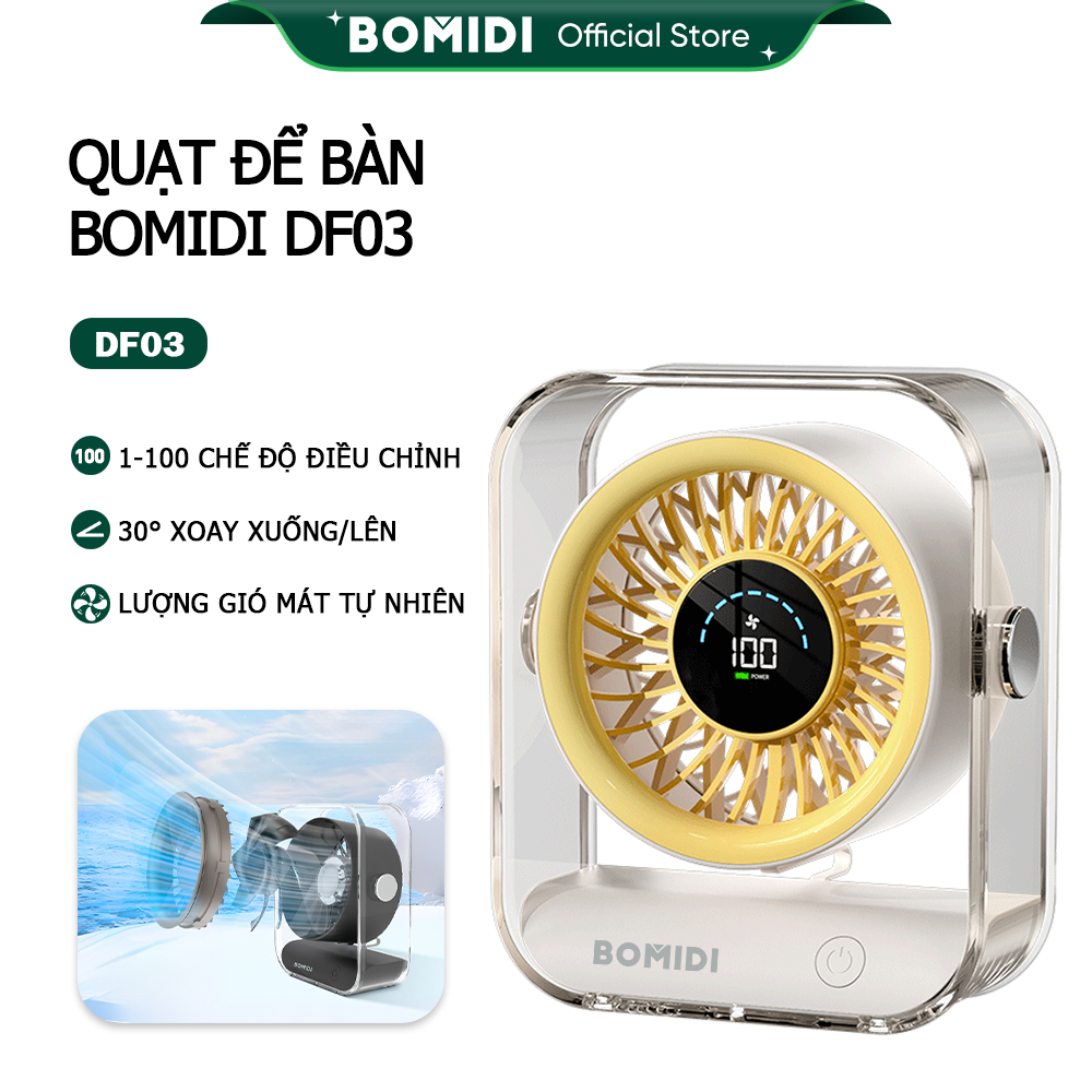 【 Hàng Mới】Quạt Để Bàn Bomidi DF03 Quạt Tốc Độ Cao Để Bàn 100 Tốc Độ Màn Hình Kỹ Thuật.