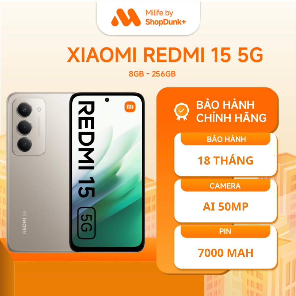 Điện Thoại Xiaomi Redmi 15 5G 4+128GB | 8+256GB Chính Hãng | Bảo Hành 18 Tháng