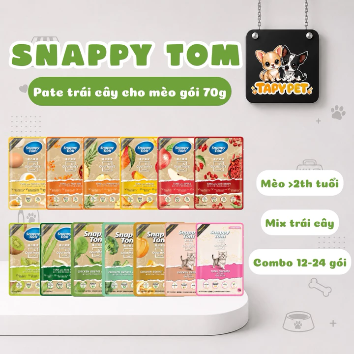 Pate Snappy Tom Cho Mèo 70g | Pate Trái Cây Cho Mèo | Nhiều Vị Mix Combo | 2 Vị Mới Cho Mèo Con Kén Ăn