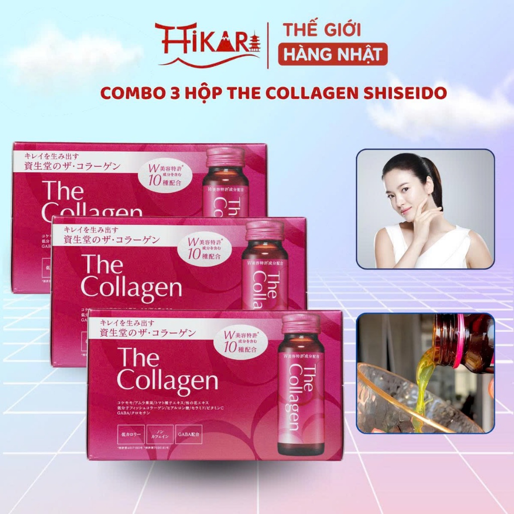 Combo 3 Hộp TPBS Nước Uống The Collagen Shiseido Nhật Bản 1 hộp 10 chai x 50ml
