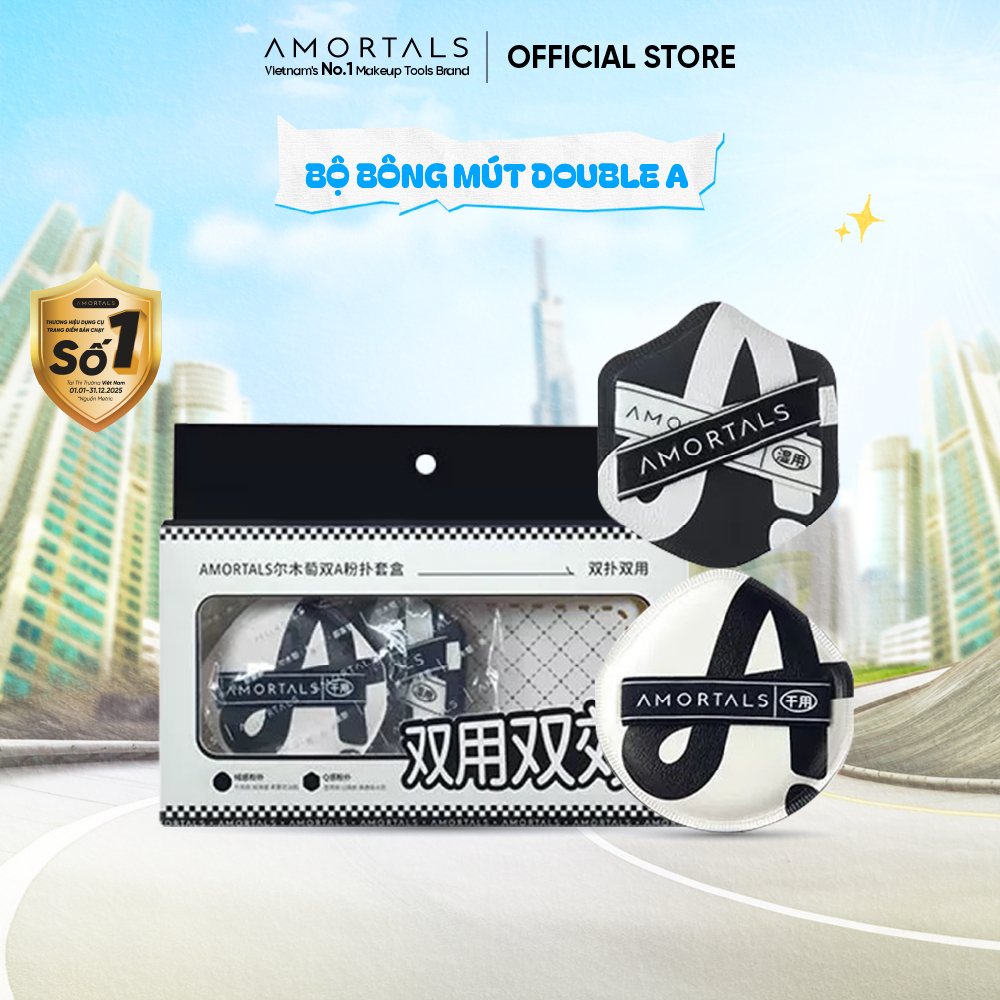 Bông Mút Trang Điểm AMORTALS AA - Tán Nền Cushion, Dùng Khô & Ướt, Kèm Hộp Đựng [BD]