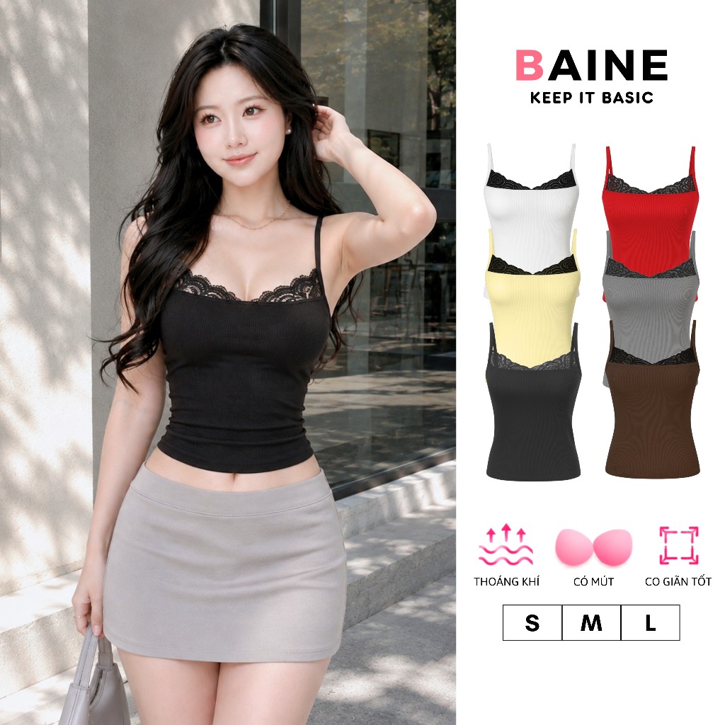 Áo Croptop HAI DÂY REN LỚN CÓ MÚT Ôm Body Nữ CR16, Áo Thun Crt 2d Kiểu Sexy Chất Gân Đẹp BAINE | BigBuy360 - bigbuy360.vn