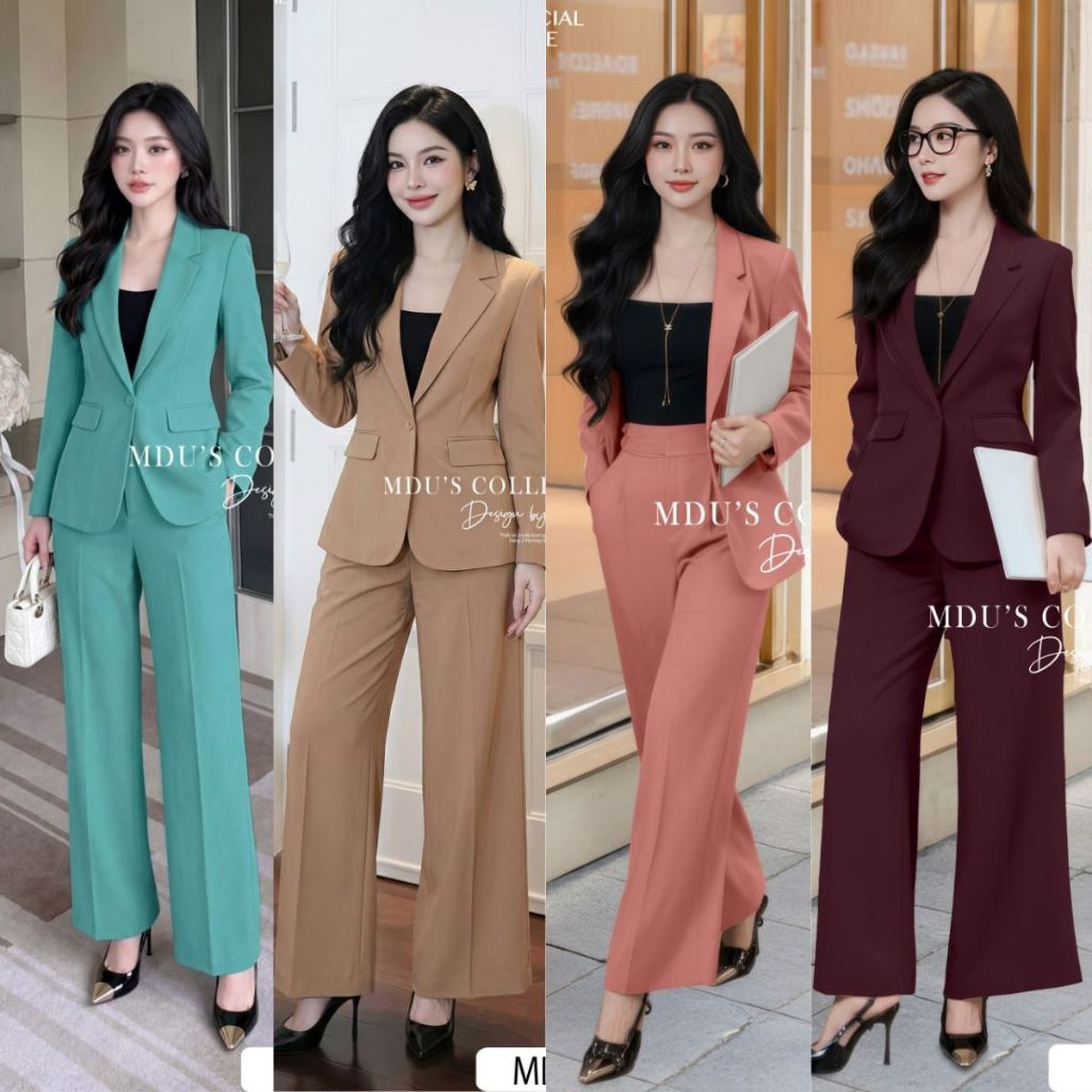 Set Vest Thiết Kế ADELA DESIGN Mango Ý Áo Vest Quần Tây Dáng Suông Nâu Thanh Lịch BST MDU5635