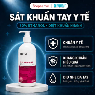 [COMBO] Dung Dịch Sát Khuẩn Tay Nhanh THA HANDRUB 80% Ethanol - Vòi Ấn 500ml, Diệt Khuẩn 99,9%, Dưỡng Da Tay Mềm Mịn
