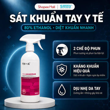 [CHAI XỊT 500ML] Dung Dịch Sát Khuẩn Tay THA HANDRUB 80% Ethanol - Diệt Khuẩn 99.9%, Mềm Mại DỊu Nhẹ Da Tay
