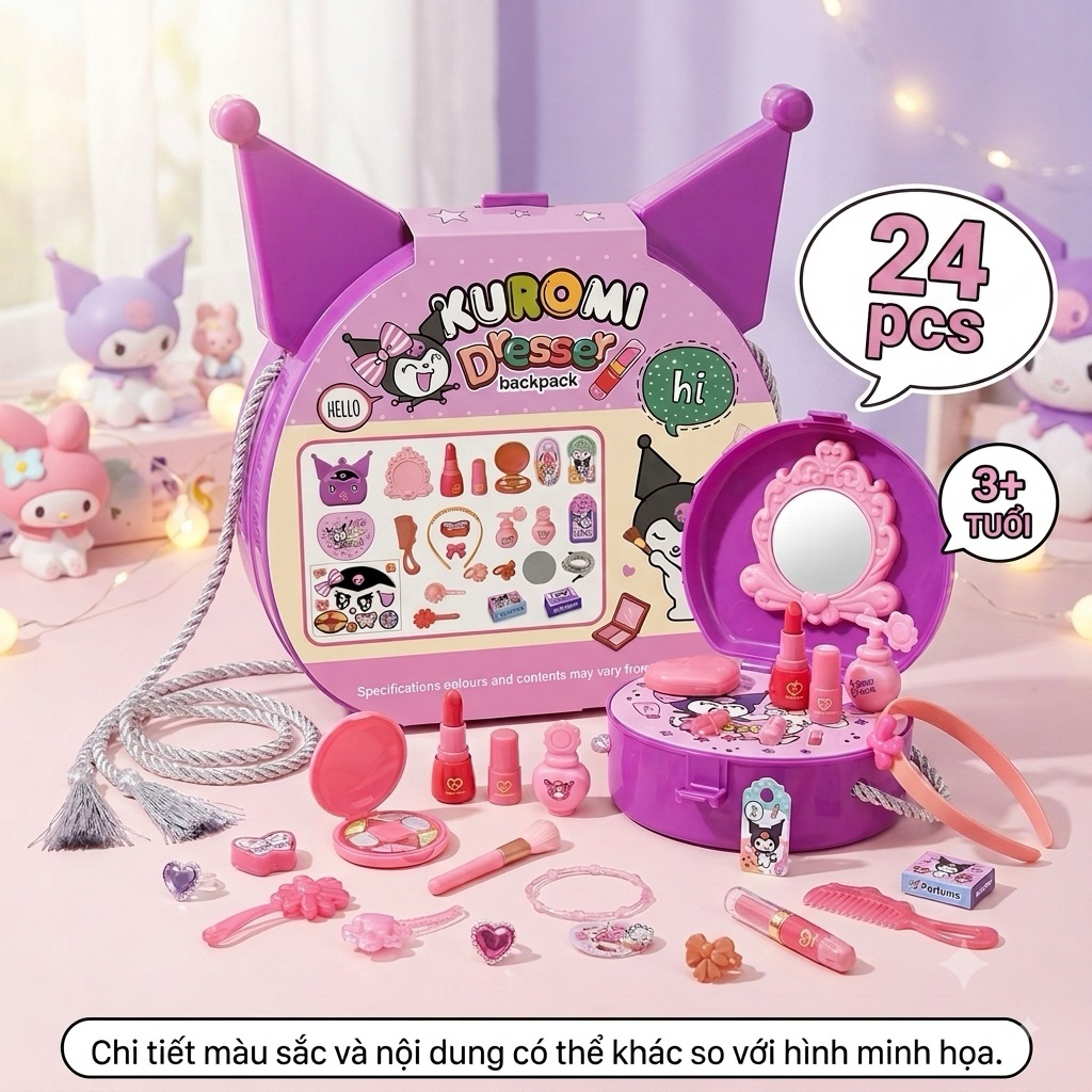 Bộ Đồ Chơi Trang Điểm Kuromi Dạng Balo Đeo Chéo 24 Chi Tiết - Đồ Chơi ...