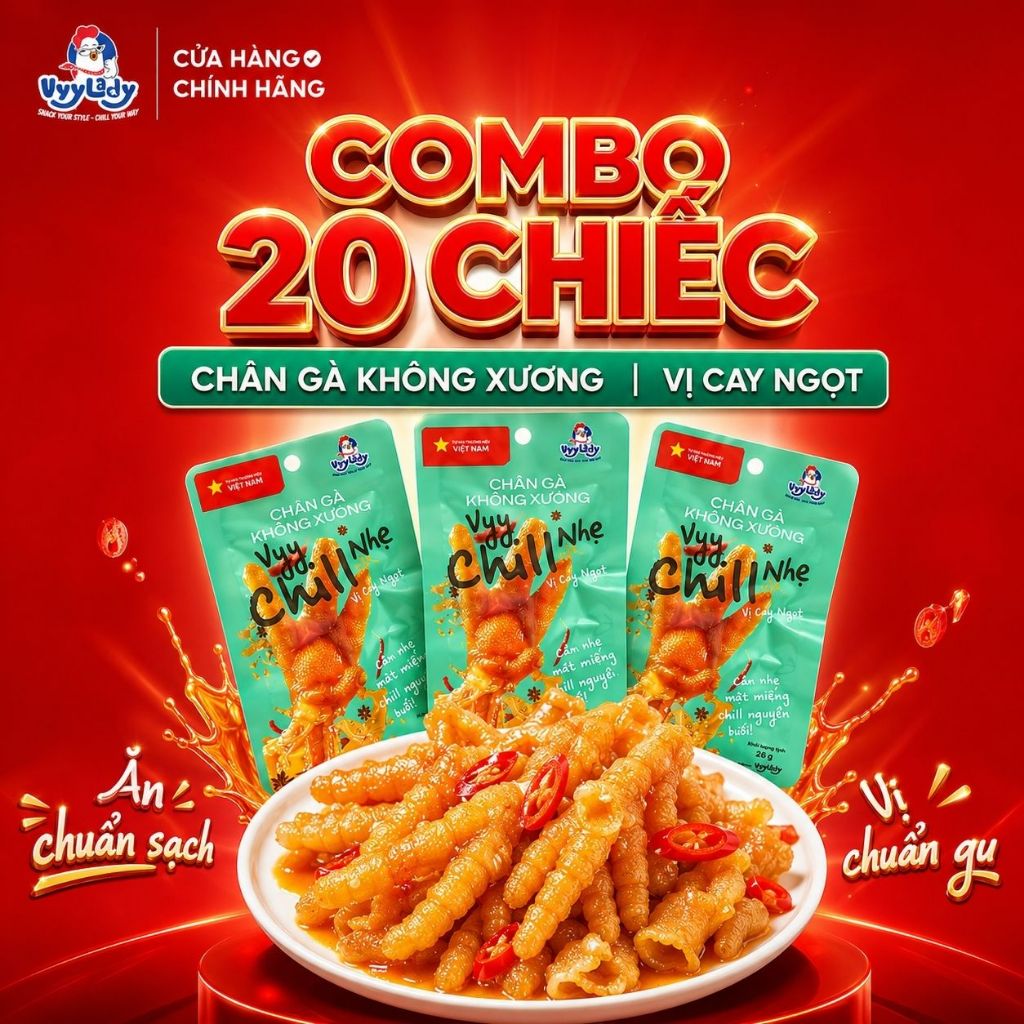 [DEAL HỜI] Chân gà không xương VYY CHILL NHẸ 26G - Vị Cay Ngọt - Chân gà rút xương Vyy Lady