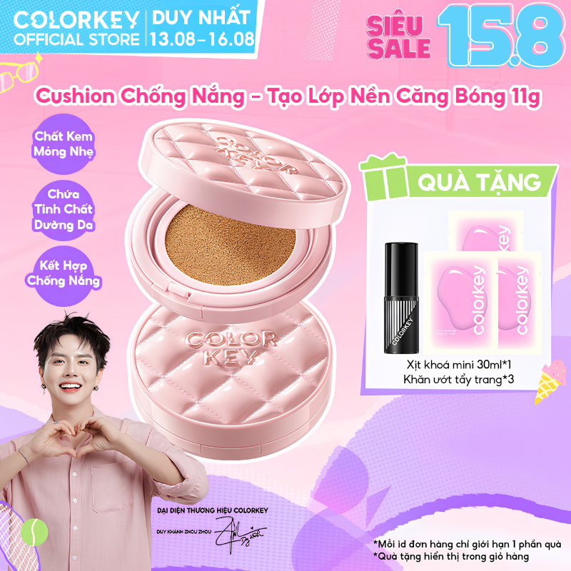 Phấn Nước Cushion Colorkey SPF50+ PA++++ Chống Nắng, Kiềm Dầu, Che Phủ Tự Nhiên, Makeup Mỏng Nhẹ 11g