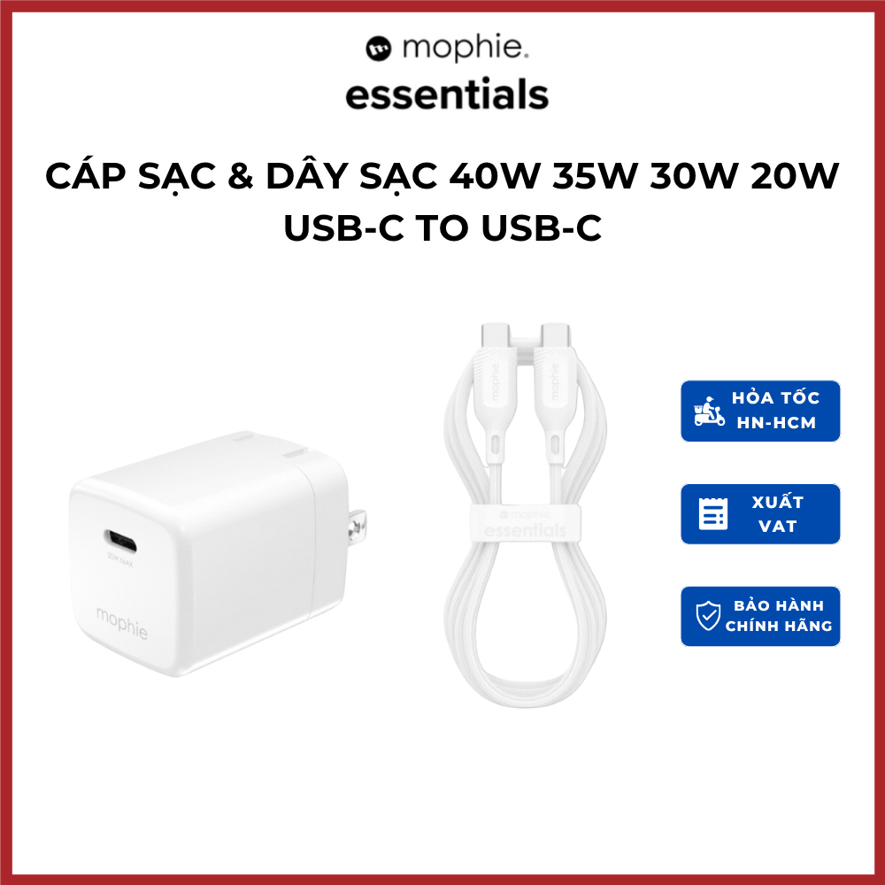 [ iPhone 16/ 15 / SamSung/Android] Combo sạc nhanh MOPHIE PD 40W 35W 30W 20W