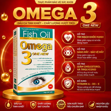 Omega 3 One New hộp 100 viên bổ sung Omega 3,6,9 vitamin E, A, DHA, EPA giúp giảm mỡ máu, giảm mỏi và khô mắt, tim mạch