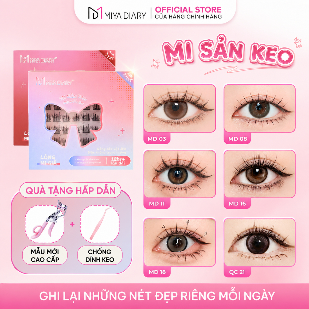 [MUA 4 NHẬN 6] Mi Giả Sẵn Keo MIYA DIARY Mi Cụm Không Cần Keo Sợi Mi Tự Nhiên Dễ Dùng Cho Người Mới
