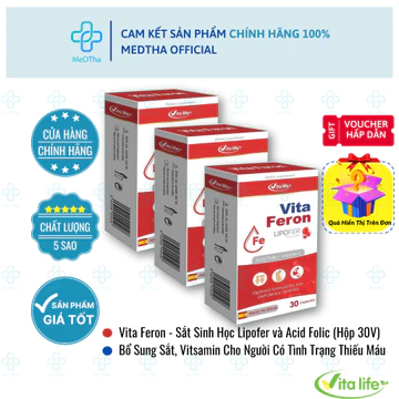 [COMBO 2/3 HỘP] Vita Feron - Viên Uống Bổ Sung Sắt Cho Cơ Thể, Bổ Sung Sắt, Acid Folic Và Các Vitamin (Hộp 30 Viên)