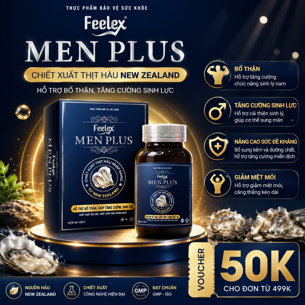 Viên uống tăng cường sinh lí nam giới Feelex Men Plus, tác dụng nhanh chóng - hộp 60 viên