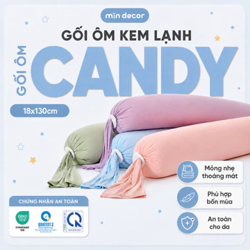 Gối Ôm Băng Lạnh Candy Mềm Mát Mịn Decor, Gối Ôm Mát Lạnh, Gối Ôm Dáng Dài Êm Mịn