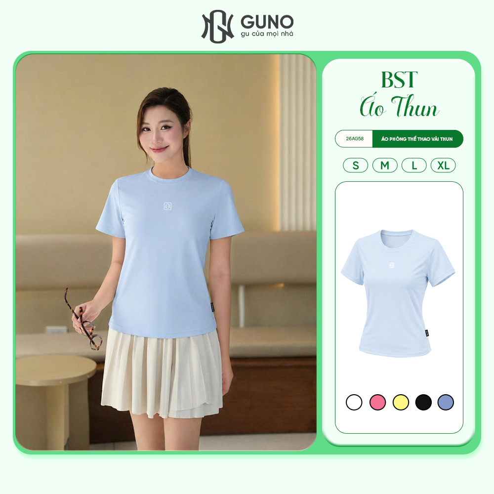 Áo thun thể thao nữ GUNO vải thun thông hơi mát lạnh thoáng khí năng động phù hợp đi tập 26AG58/AB65