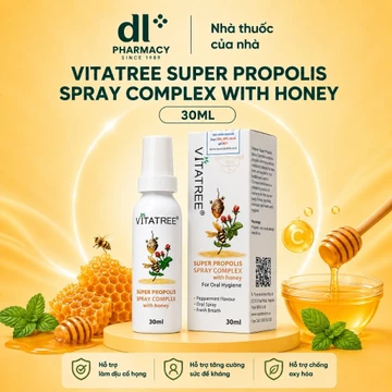 Xịt keo ong Vitatree Super Propolis Spray 30ml, chăm sóc miệng họng với keo ong và mật ong | Đức Long Pharmacy