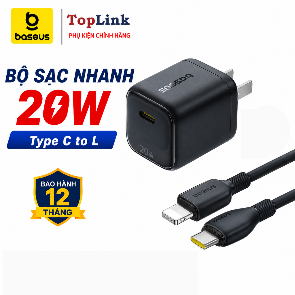 Bộ Sạc Nhanh Baseus 20w Công Nghệ Cao GAN6 Cho Điện Thoại Fast Charger I-Phone 14 13 12 11 Quick Charge, Nhỏ Gọn