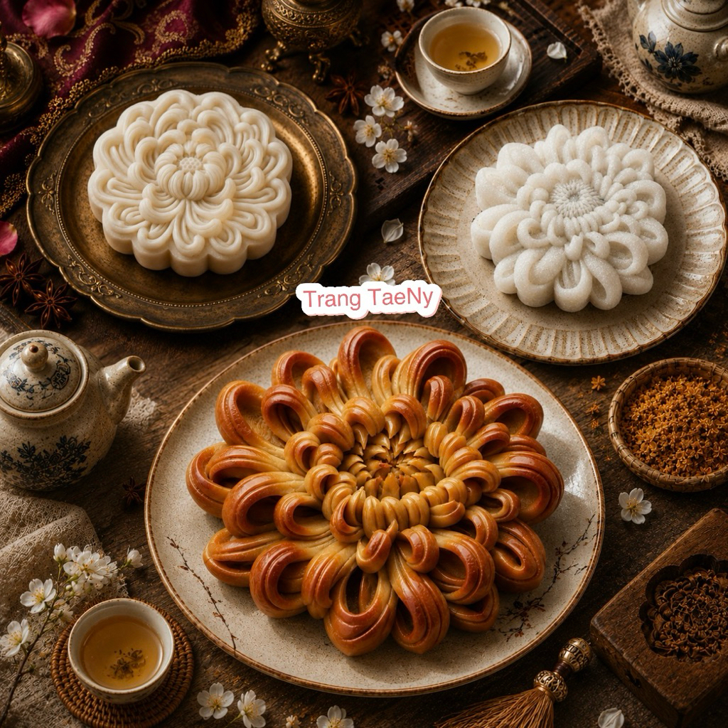 Khuôn trung thu lò xo 3 mặt 3D Tam Phúc Cúc Nở 150g 200g 2026