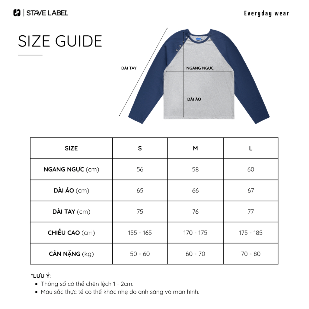 Áo thun raglan tay dài Rhythm Raglan Tee STAVE LABEL form regular vải cotton mềm mại, áo thun nam phối màu trẻ trung | BigBuy360 - bigbuy360.vn