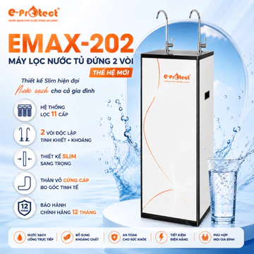 MÁY LỌC NƯỚC EPROTECT 2 VÒI NGUỘI TỦ SLIM , MODEL EMAX-202 11 CẤP LỌC CÓ KIỀM, NƯỚC UỐNG TRỰC TIẾP BẢO HÀNH 12 THÁNG